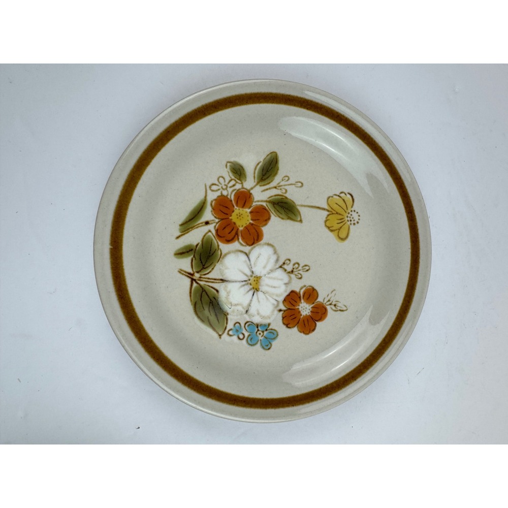 Highland Florals Highland Blue Spring Garden Stoneware Plate Japan 6.5" Vintage